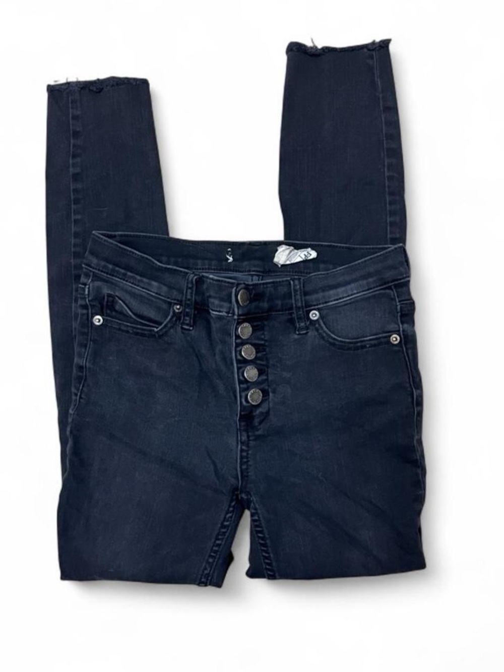 Free People High-Rise Button-Fly Skinny Jeans in Dark Indigo